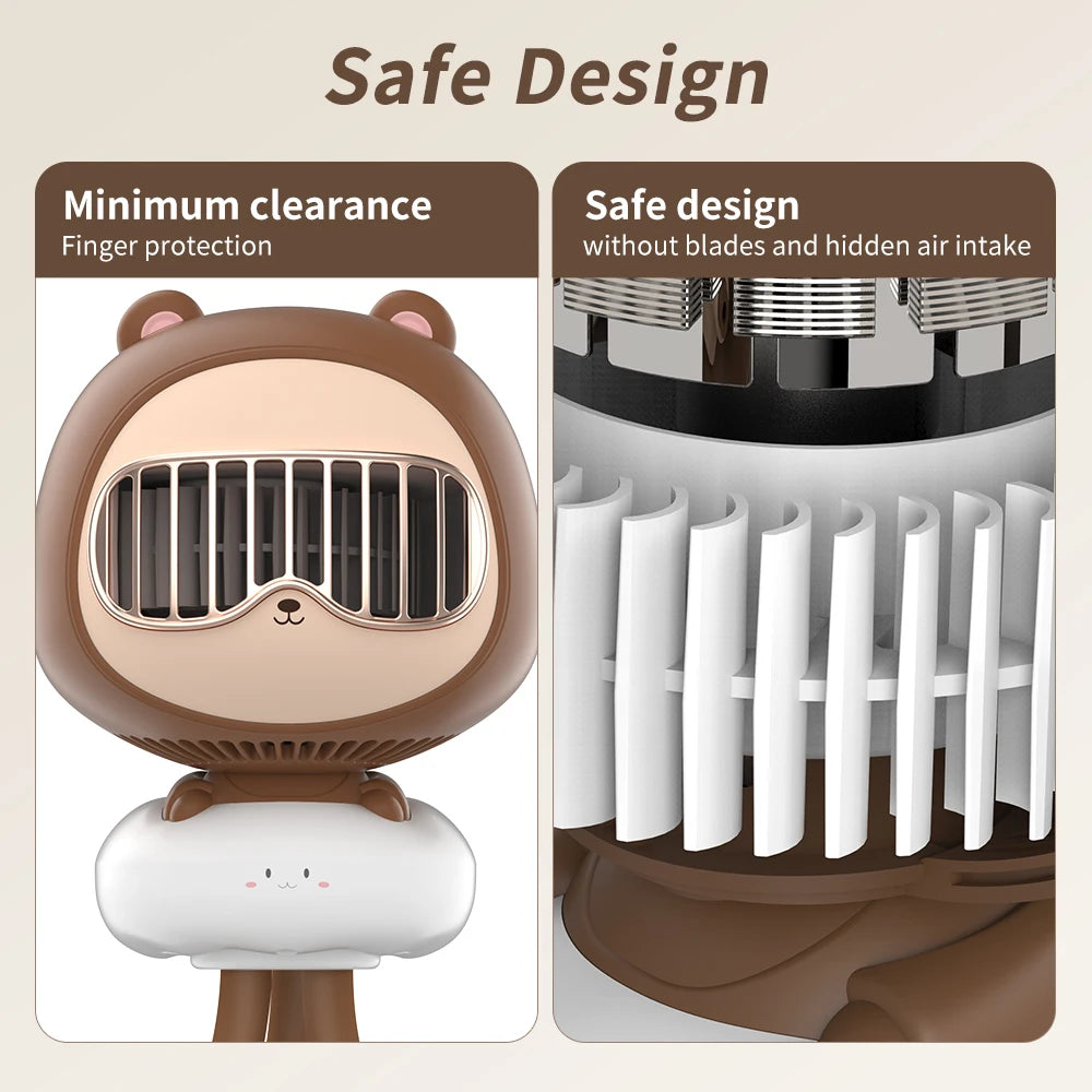 Portable Mini Handheld Stroller Fan with Flexible Octopus Holder, 3600mAh Battery, 4 Speed Settings, and USB Rechargeable Capability