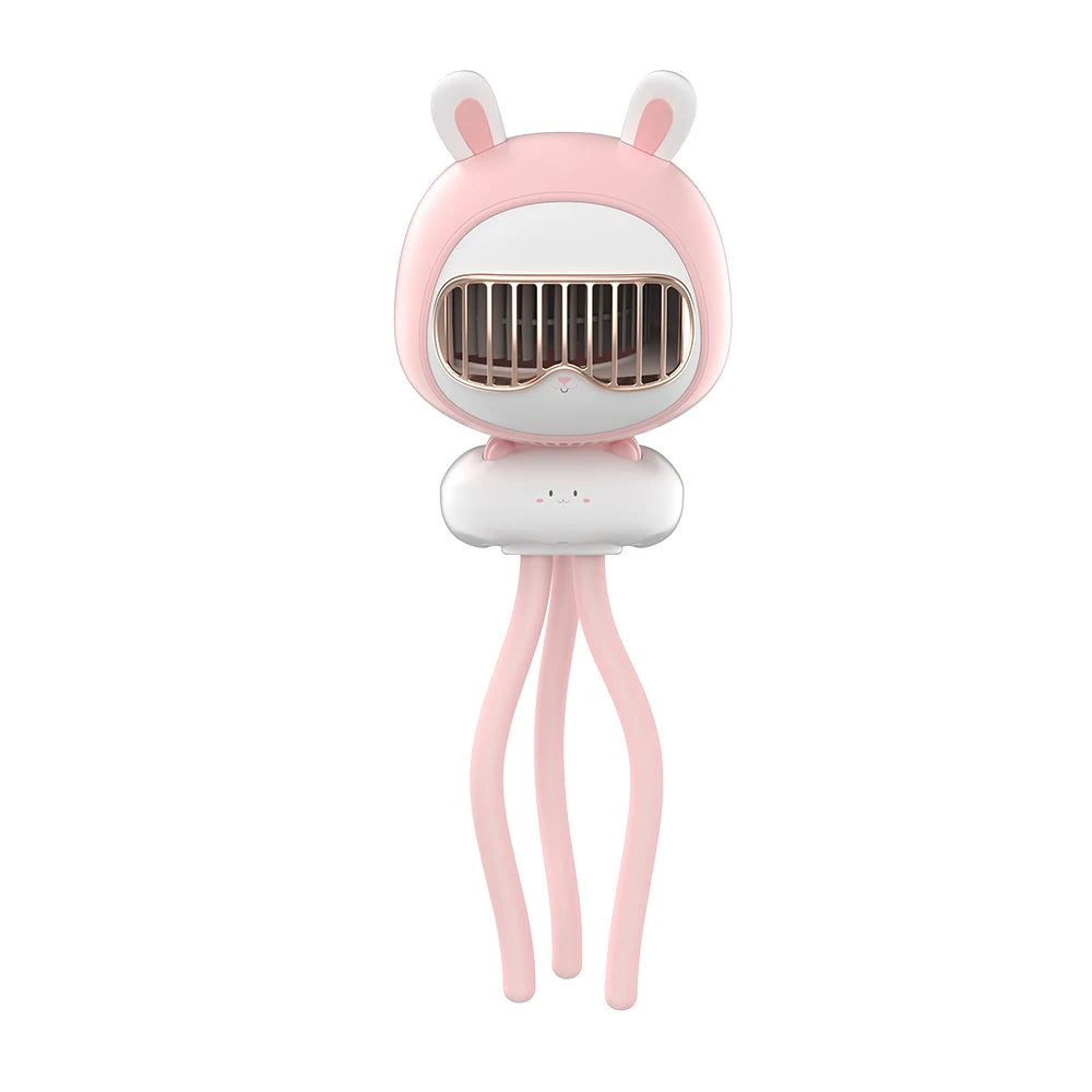 Portable Mini Handheld Stroller Fan with Flexible Octopus Holder, 3600mAh Battery, 4 Speed Settings, and USB Rechargeable Capability
