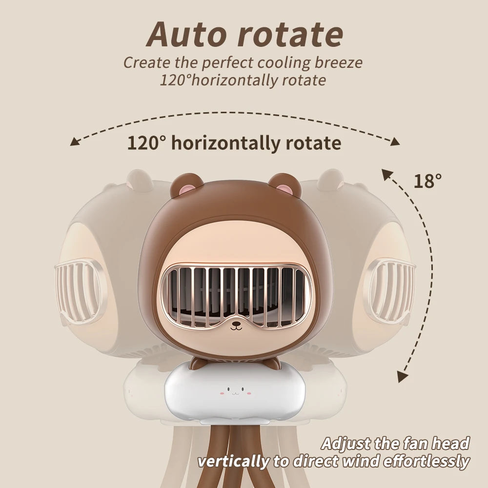 Portable Mini Handheld Stroller Fan with Flexible Octopus Holder, 3600mAh Battery, 4 Speed Settings, and USB Rechargeable Capability