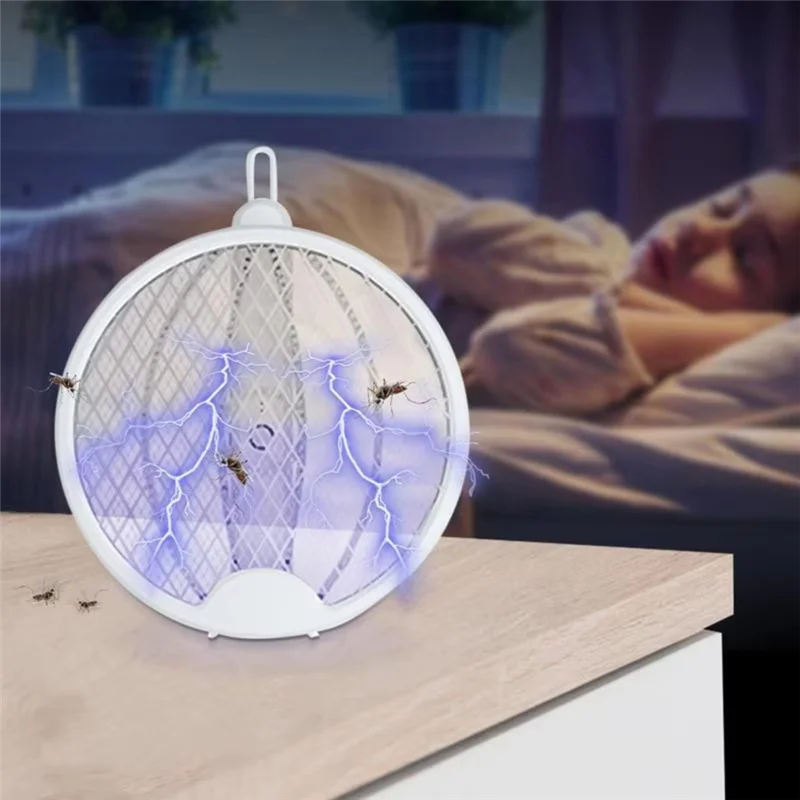 Shgo Indoor Electric Fly Swatter - Portable Folding Intelligent Fly Zapper for Safe Outdoor Repellence