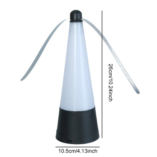 Rechargeable Fly Repellent Fan with LED Light - Battery-Powered Pest Control Solution for Outdoor Events and Gatherings