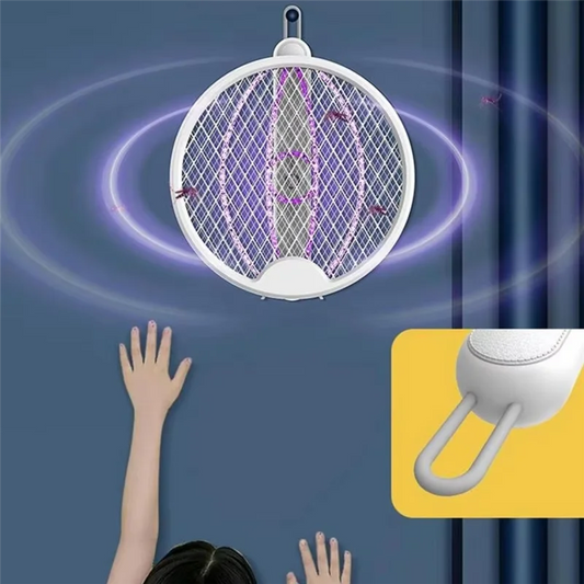 Shgo Indoor Electric Fly Swatter - Portable Folding Intelligent Fly Zapper for Safe Outdoor Repellence
