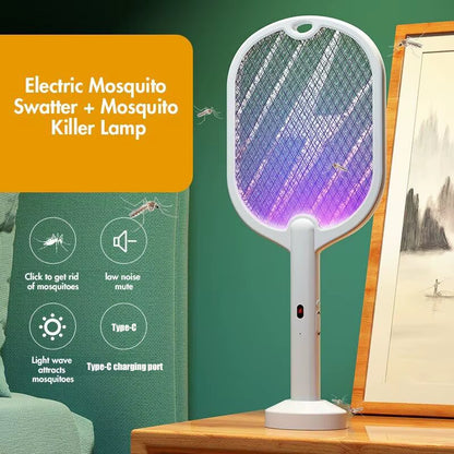 3-in-1 Rechargeable Electric Mosquito Swatter and Insect Killer with 3000V Lamp